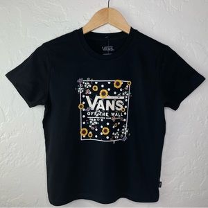 NWT Vans Off The Wall Drop Floral Box Black T-Shirt Girl’s Large Short-Sleeve